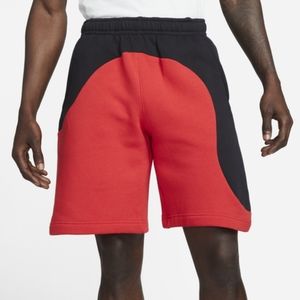 Nike DR9856-010 NSW Color Clash Fleece Shorts Red Black Multiple Size L XL